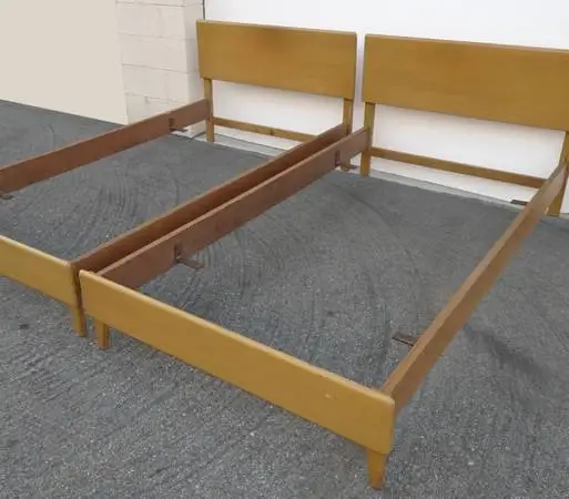 Vintage Mid Century Modern Twin Heywood Wakefield Bed Frames