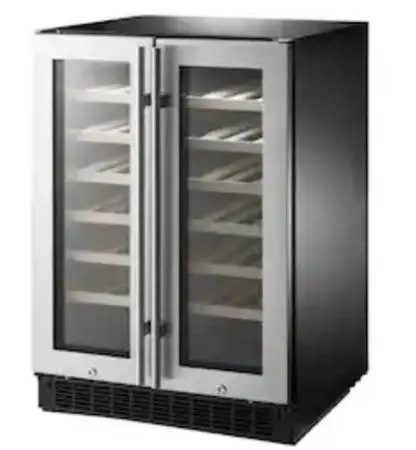 Wine and Beverage Cooler with Glass Doors - Stainless Steel. Insignia- Dual Zone