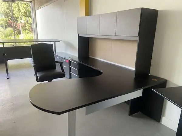 EXECUTIVE DESK L SHAPE WITH HUTCH 72X84 BLACK ESPRESSO