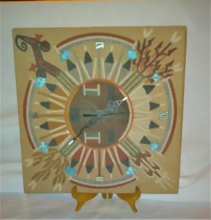 CLOCK, SAND PAINTING CLOCK  NAVAJO . 12 x 12 OLD