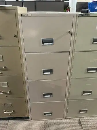 4Dr Vertical Legal Size Fireproof File Cabinet by Diebold in Putty