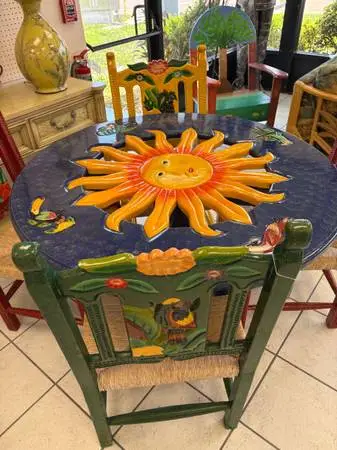 Artisan Made Sunshine Table with 4 Unique Chairs
