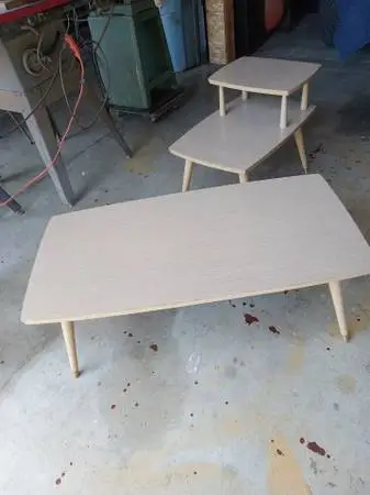 Coffee Table with End Table Set Mid Century