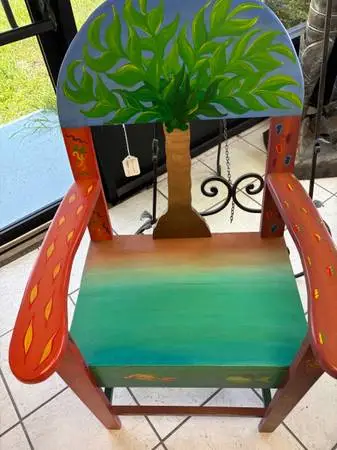 Hand Crafted Hand Painted Wood Side Chair