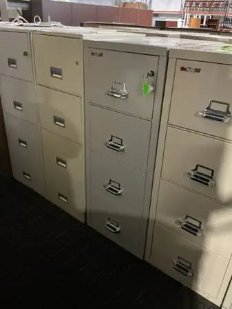 4Dr Vertical Legal Size Fireproof File Cabinet by FireKing in Gray