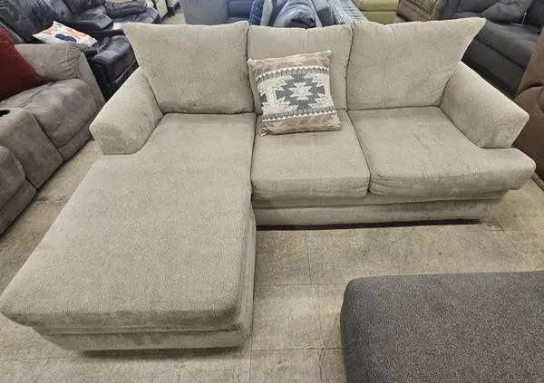 Modern Beige Chaise Sectional Sofa - FREE DELIVERY