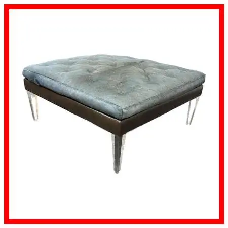 Lee Industries For Witford Hide + Leather Ottoman. Estimate Price: $6,