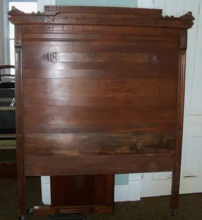 Vintage Wooden Full Size Bed Frame, 6 Tall Headboard, Footboard Set