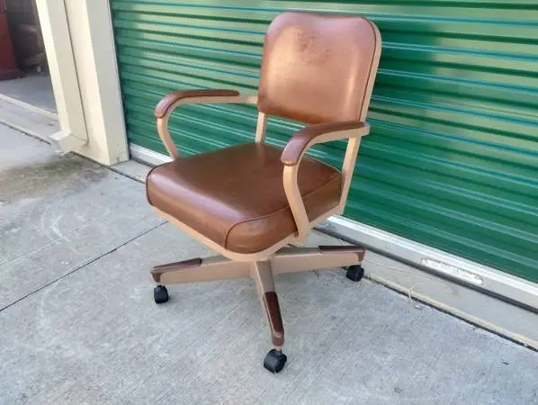 Vintage 1970s Brown Vinyl Tanker Chair - United Chair Co!
