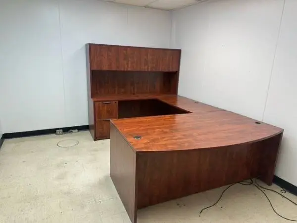 Executive U shape desk w/ hutch by Offices to Go in Cherry Laminate Fi