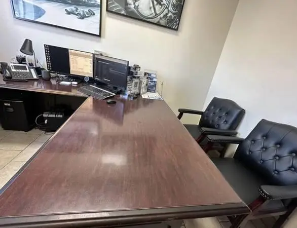 Wood Office Desk and Cabinet