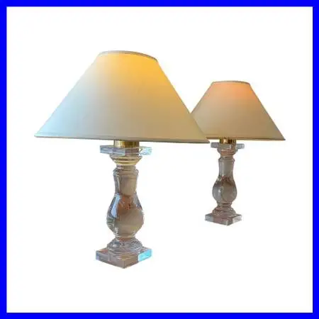 Crystal Baluster Vintage Table Lamps, Pair
