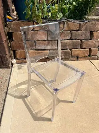Clear, acrylic desk chair,