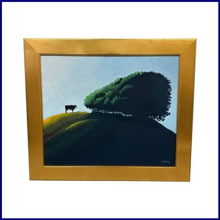Clem Mccarty Marin Cow Vs. Tree Painting, Signed