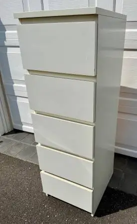 White Modern 5 Drawer Lingerie Chest