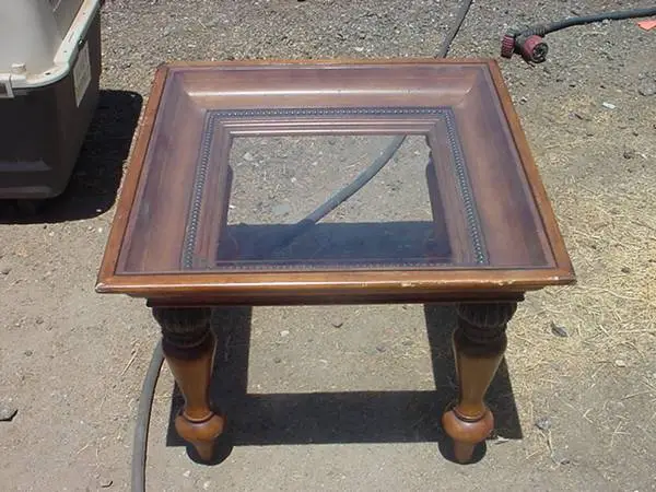 end table with glass in top