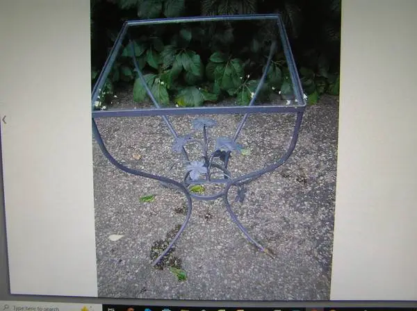 VINTAGE wrought iron porch / SALTERINI patio table WITH glass top