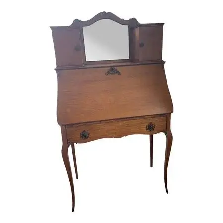 Antique Art Nouveau Oak Secretary Ladies Writing Desk, OBO