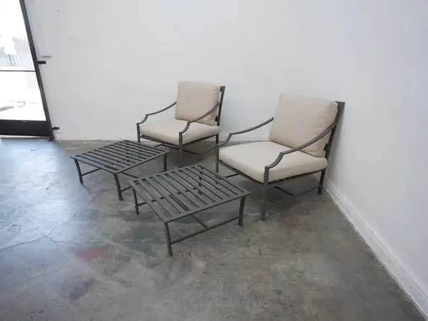 Restoration Hardware Carmel Lounger Chair and ottoman As-Is (Set of 2)