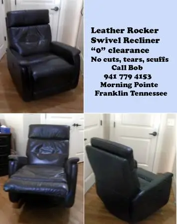 Leather swivel recliner 0 clearance brown