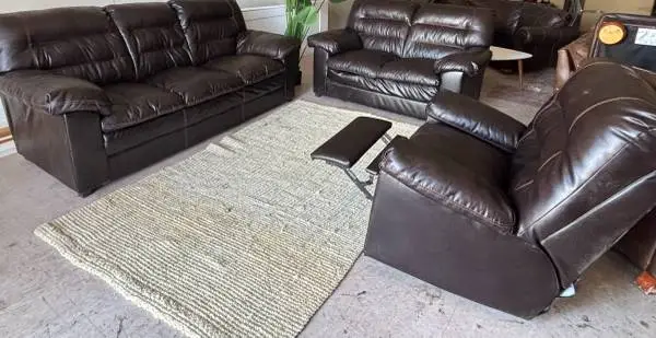Brown couch love seat and recliner chair set, delivery available