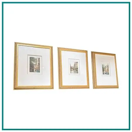 Friedrich Color Engravings Of The Venice Canals, Set Of Three