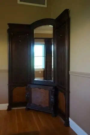 Antique Carved Corner Oak Hall Tree Coat & Umbrella Stand