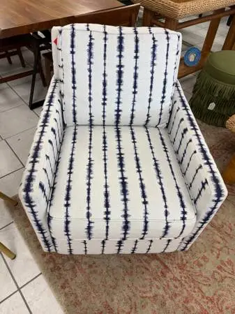 SALE   Blue and White Striped Side Chair