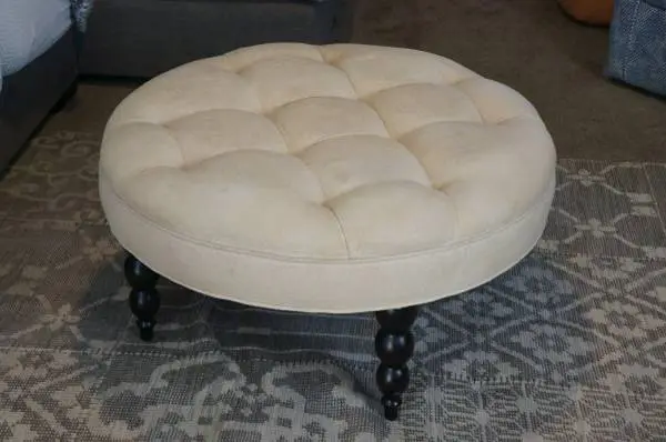 Round Linen Ottoman