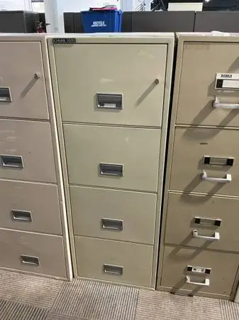 4Dr Vertical Legal Size Fireproof File Cabinet by Schwab 5000 in Putty