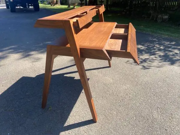 MODERN SCANDINAVIAN WALNUT TWO TIER DESK BY NATHAN YONG