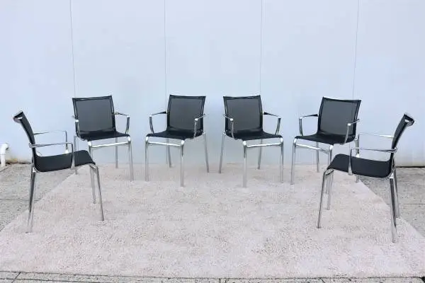 Italian Alberto Meda for Alias Bigframe Mesh Dining Armchairs Set of 6