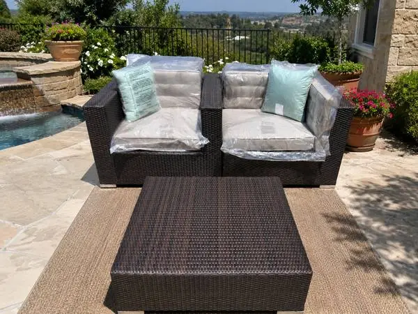 New 3pc outdoor patio furniture set sunbrella