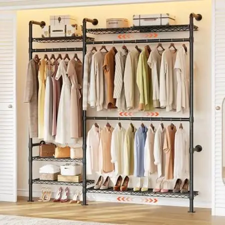 H2 Plus Expandable Wall Mounted Closet System, 3.8FT-5.1FT Closet Organizer | Wi