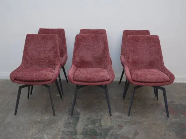 Set of 6 CEO 180 Degree Return Swivel Upholstered Dining Chair in Cher