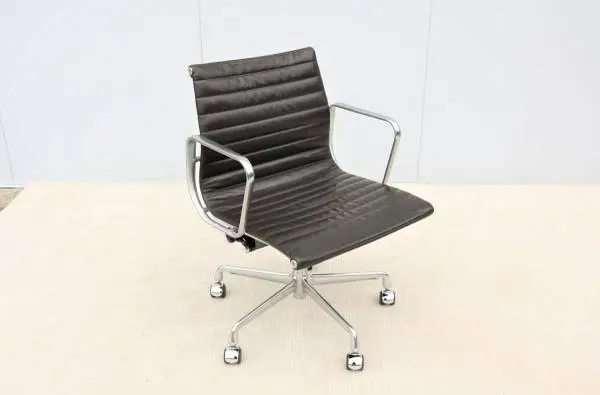 Herman Miller Eames Aluminum Group Brown Leather Management Chair