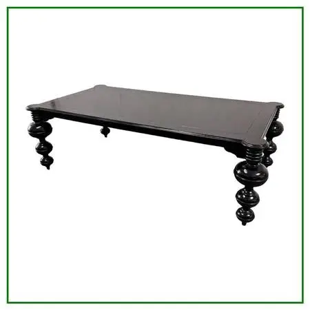 Noir Claudio Mahogany Solid Wood Dining Table, Hand-rubbed Black