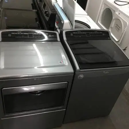 Grey whirlpool washer and dryer matching set
