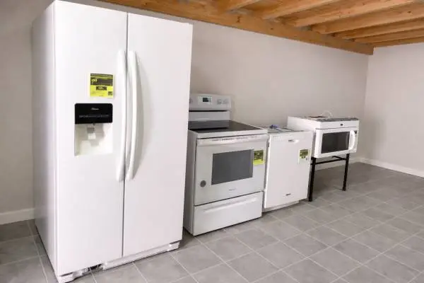 Dishwasher fridge, stove, and microwave