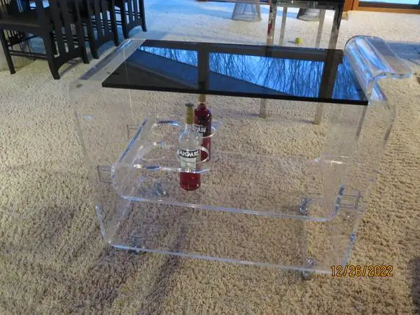 Mid Century Lucite Glass Beverage Cart