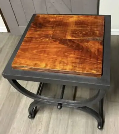 Cherry Wood & Hammered Bronze End Table - One-of-a-Kind Artisan