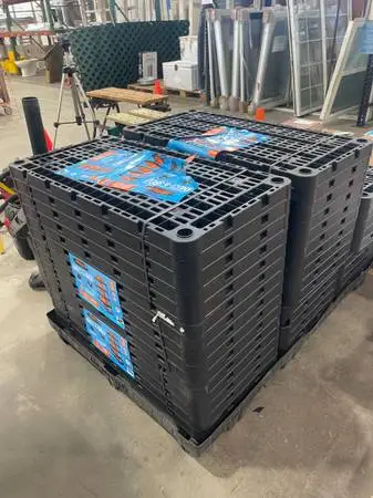 Black plastic rack shelving