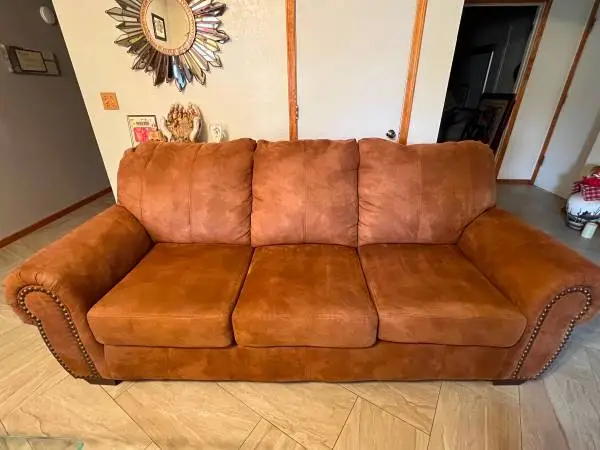 Light Brown Suede 3 seats sofa