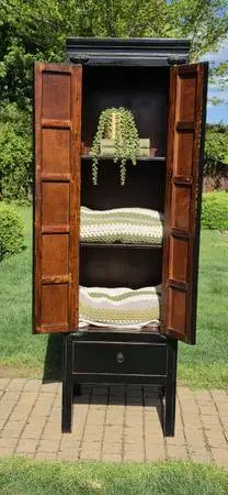 Extra Tall Black Cabinet Blanket or Linen Storage