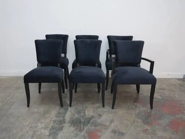 Timothy Oulton Mimi Stud Black Velvet Dining Chair Set of 6 $2,399.00