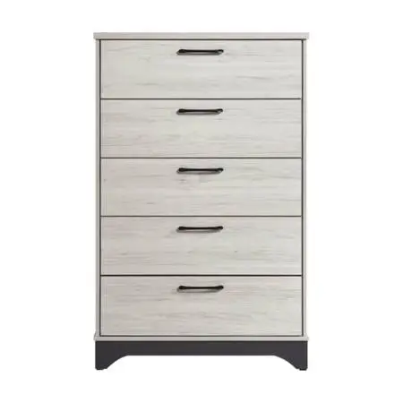 White oak and gray finish 5 drawer chest