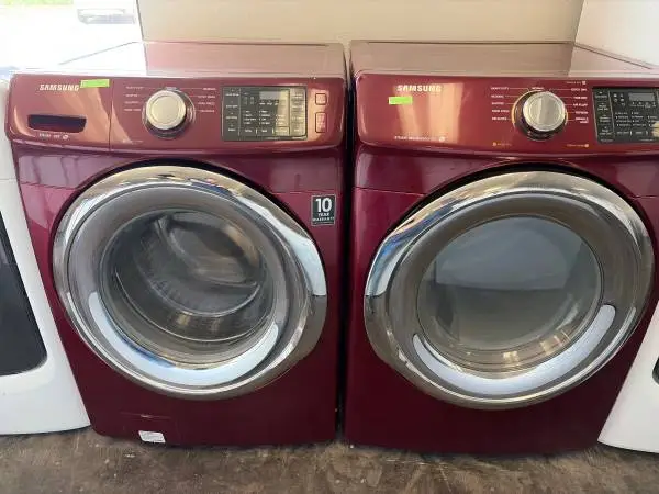 Red Front Load Samsung Washer & Dryer Set *Can Stack