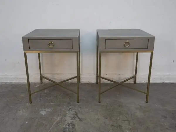 Set of 2 Restoration Hardware Cela Shagreen Nightstands $599.00 18 W