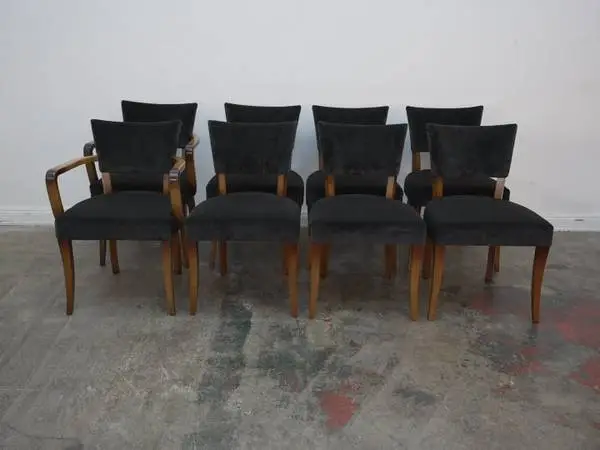 Set of 8 Black Velvet Dining Chair w/ Wood Frame 23 x 20 D x 33 H $