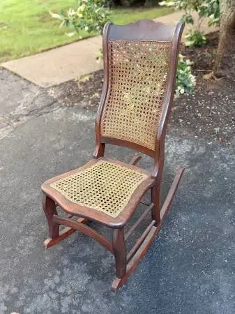 Antique Lincoln Rocker - Cane Back & Seat (Excellent Condition)